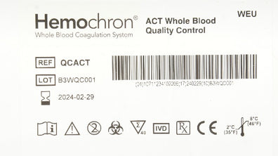Accra QCACT Hemochron ACT Whole Blood Quality Control (x)